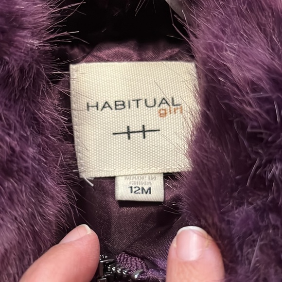 Habitual Nordstrom sz 12m gorgeous faux fur jacket eggplant like new condition - Picture 3 of 10